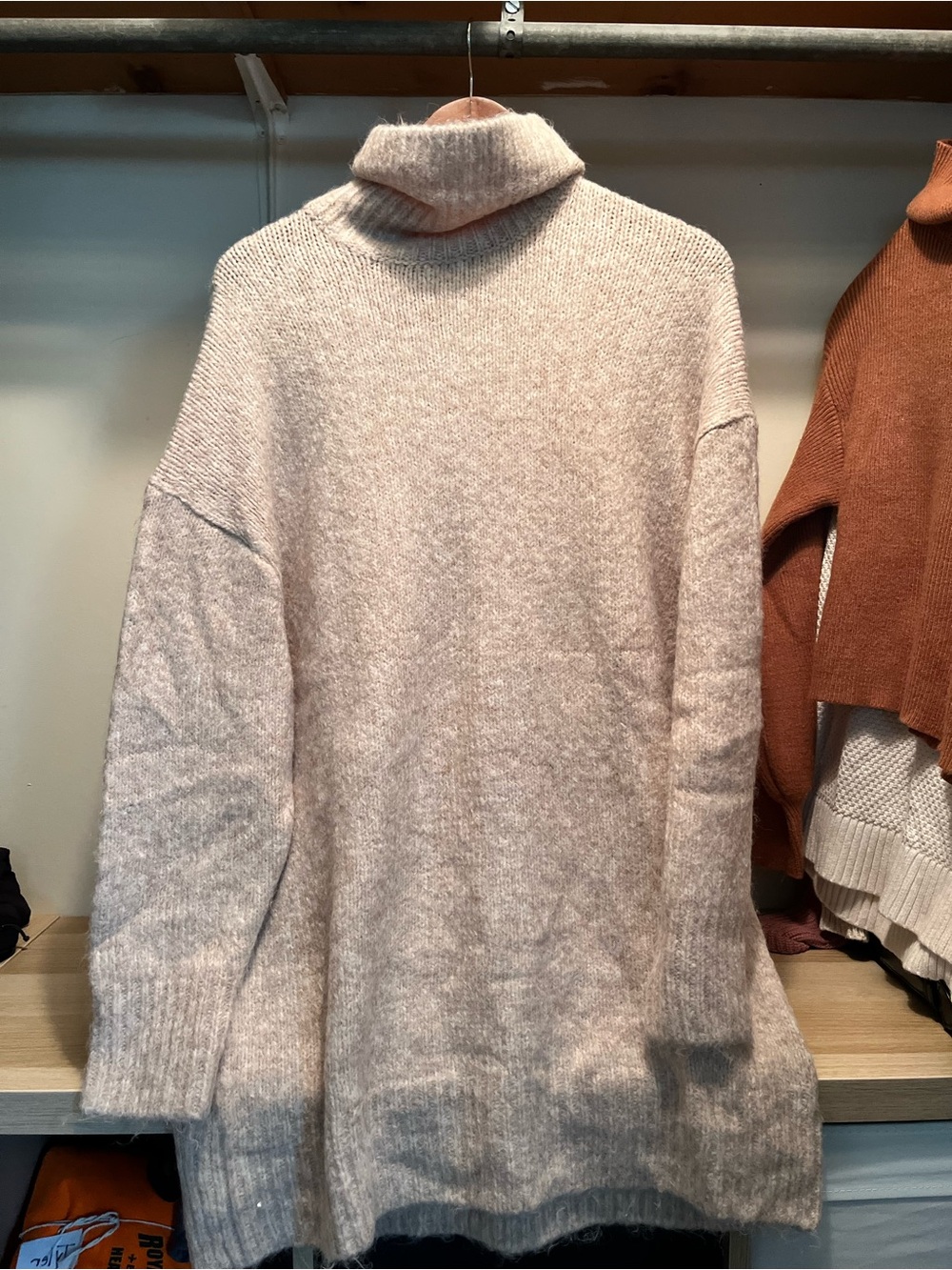 Women's Light Taupe Turtleneck Sweater